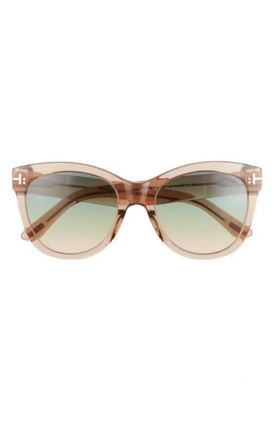 Tom Ford Wallace 54mm Gradient Cat Eye Sunglasses In Rose Champagne/green Sand