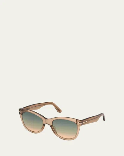 Tom Ford Wallace Acetate Cat-eye Sunglasses In Champagne