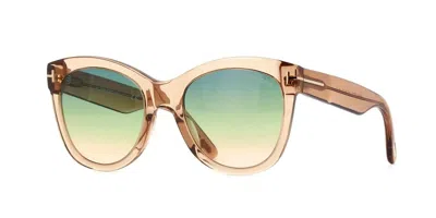 Pre-owned Tom Ford Wallace Ft 0870 Shiny Light Brown Crystal/green Shaded (45p) Sunglasses