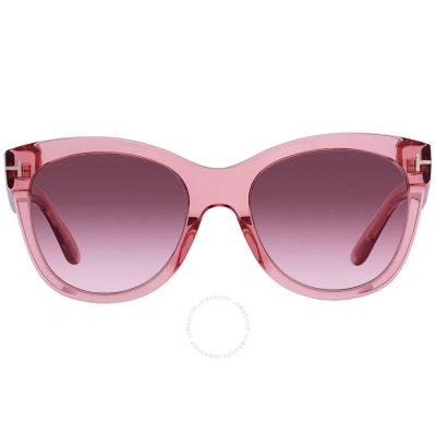 Tom Ford Wallace Pink Brown Gradient Cat Eye Ladies Sunglasses Ft0870 74f 54 In Brown / Ink / Pink