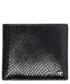 Tom Ford T-line Python Embossed Leather Bifold Wallet In Black