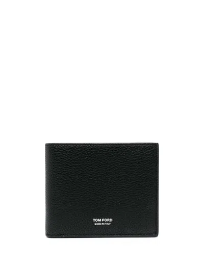 Tom Ford Logo Stamp Bi-fold Wallet In Black
