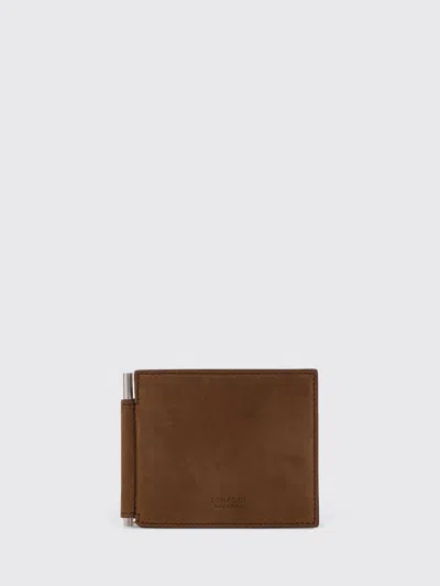 Tom Ford Bi-fold Leather Wallet With Money Clip In Brown