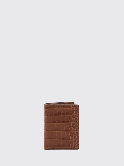 Tom Ford Crocodile Print Leather Credit Card Holder In Brown