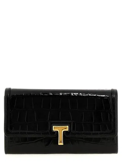 Tom Ford Wallet On Chain Logo In Black