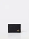 Tom Ford Logo-plaque Leather Cardholder In Black