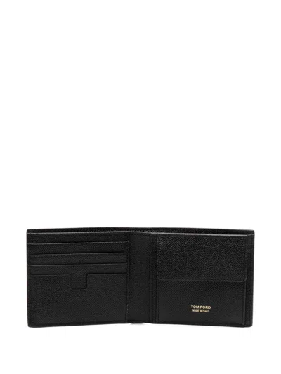 Tom Ford Wallet With Logo Plaque In Calfskin In Black