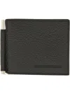 Tom Ford Black Bi-fold Wallet With T Detail On The Front And Embossed Logo On The Rear In Grained Leather Man In Black