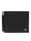 Tom Ford Black Small Grain Leather Money Clip Wallet