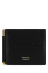 Tom Ford Brown Soft Grain Leather Money Clip Wallet In Black