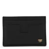 Tom Ford Men Leather Cardholder With Logo In Black