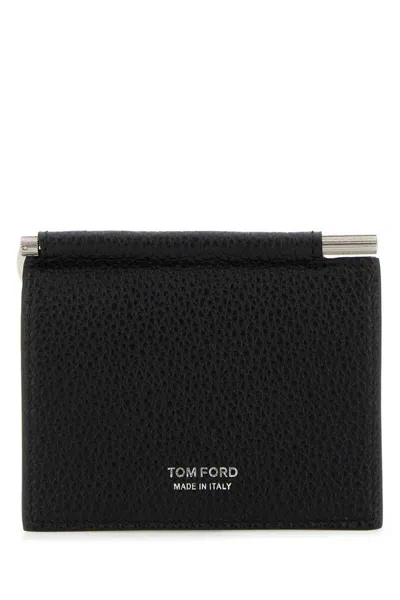 Tom Ford Logo Printed Money-clip Wallet In Black