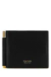 Tom Ford Brown Soft Grain Leather Money Clip Wallet In Black