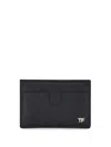 Tom Ford Saffiano Leather Card Holder In Black