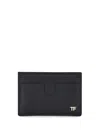 Tom Ford Saffiano Leather Card Holder In Black