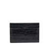 Tom Ford Crocodile-print Leather Card Holder In Black