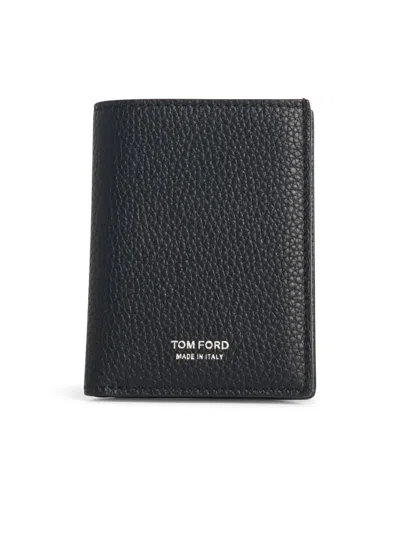 Tom Ford Navy Stamped Passport Holder In Midnight Blue