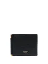Tom Ford Soft Grain Leather T Line Money Clip Wallet In Black