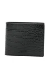 Tom Ford Crocodile Print Leather Bi-fold Wallet In Black