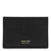 Tom Ford Soft Grain Leather T Line Classic Card Holder In Black