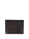 Tom Ford Croc-embossed Leather Cardholder In Brown