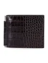 Tom Ford Crocodile Embossed Bi-fold Wallet Clip In Black