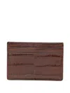 Tom Ford Croc Embossed Leather Card Case In Brown