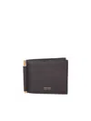 Tom Ford Brown Soft Grain Leather Money Clip Wallet In Brown