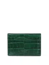 Tom Ford Leather Card Holder With Crocodile Effect In Green