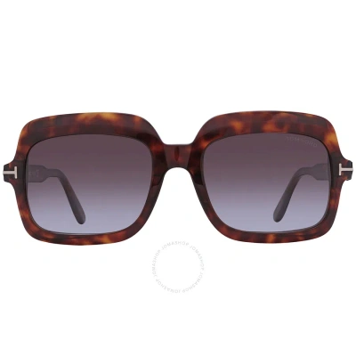 Tom Ford Wallis Bordeaux Gradient Square Ladies Sunglasses Ft0688 54t 56 In Red   / Bordeaux