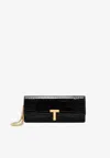 Tom Ford Wallis Croc Embossed Leather Clutch In Black