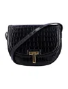Tom Ford Wallis Crocodile-embossed Round Bag In Black