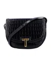 Tom Ford Wallis Crocodile-embossed Round Bag In Black
