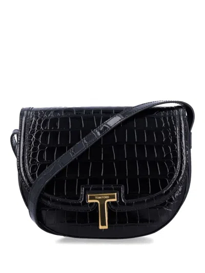 Tom Ford Structured Round Handbag In Black
