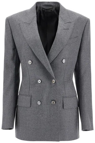 Tom Ford Women's Wallis Double-breasted Flannel In Grey