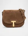 Tom Ford Wallis Mini Flap Shoulder Bag In Suede In Whisky