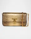 Tom Ford Wallis Mini Flap Shoulder Bag Snakeskin-printed Leather In Antique Gold