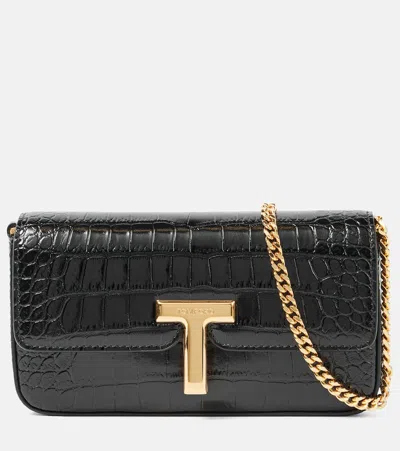 Tom Ford Wallis Mini Patent Leather Crossbody Bag In Black