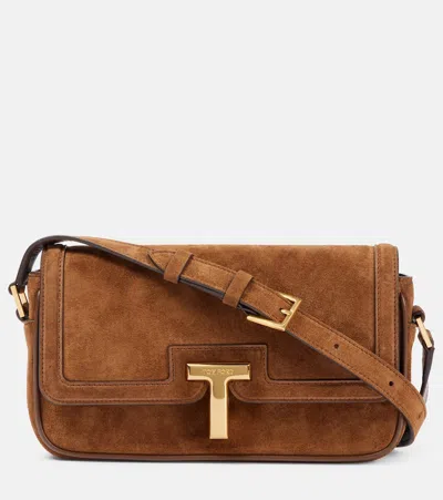 Tom Ford Wallis Mini Suede Crossbody Bag In Brown