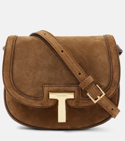 Tom Ford Wallis Mini Suede Shoulder Bag In Brown