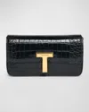 Tom Ford Wallis Stamped Crocodile Leather Mini Chain Shoulder Bag In Black