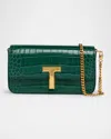 Tom Ford Wallis Stamped Crocodile Leather Mini Chain Shoulder Bag In Emerald Green