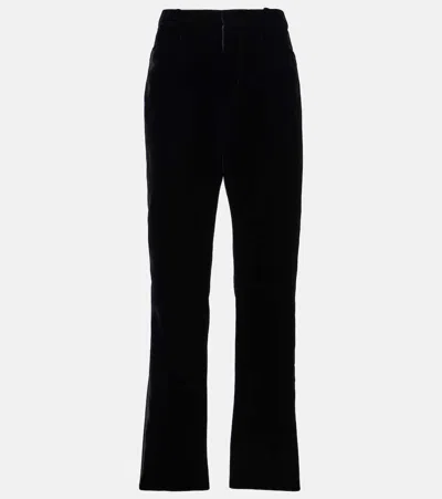 Tom Ford Wallis Velvet Straight Pants In Black