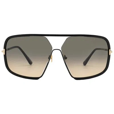 Pre-owned Tom Ford Warren Smoke Gradient Oversized Ladies Sunglasses Ft0867 01b 63 In Gray