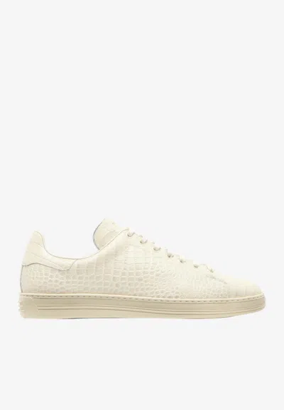 Tom Ford Warwick Croc-embossed Leather Sneakers In Multi