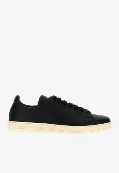 Tom Ford Warwick Leather Low-top Sneakers In Black