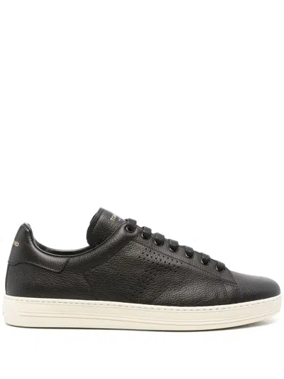 Tom Ford Warwick Leather Sneakers In Black