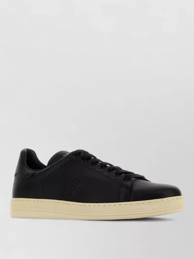 Tom Ford Warwick Leather Sneakers Perforated Contrast Sole In Multi