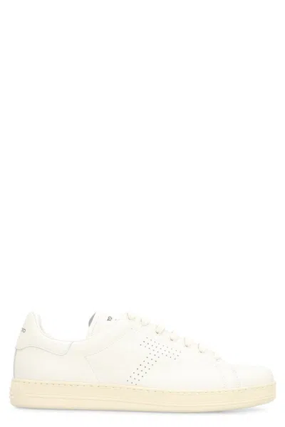 Tom Ford Warwick Leather Sneakers In White