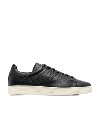 Tom Ford Low-top Leather Sneakers In Black